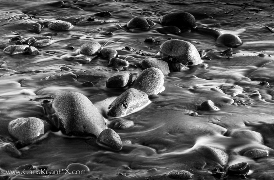 Textured Shoreline at Ventura Beach (Black and White Photograph)