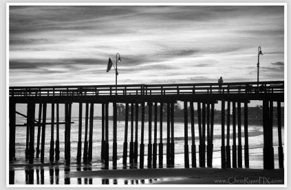 Ventura Pier Profile in Dramatic Black and White Photograph