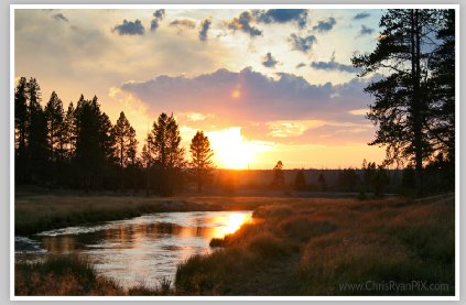 Sunset at Gibbon River (Yellowstone National Park)