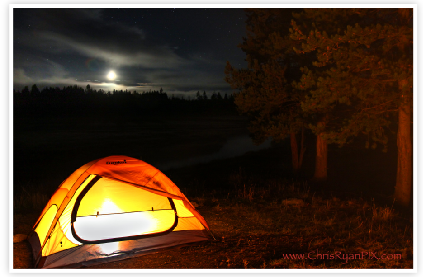 Moon over Campground in Yellowstone