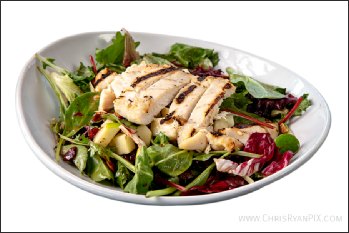 food photography of delicious chicken salad with studio lighting