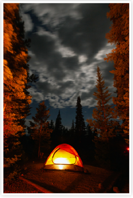 Eureka Tent under Moonlight at Campground